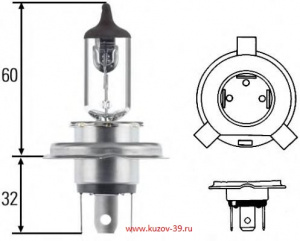 Лампа Hella H4 12V/60/55